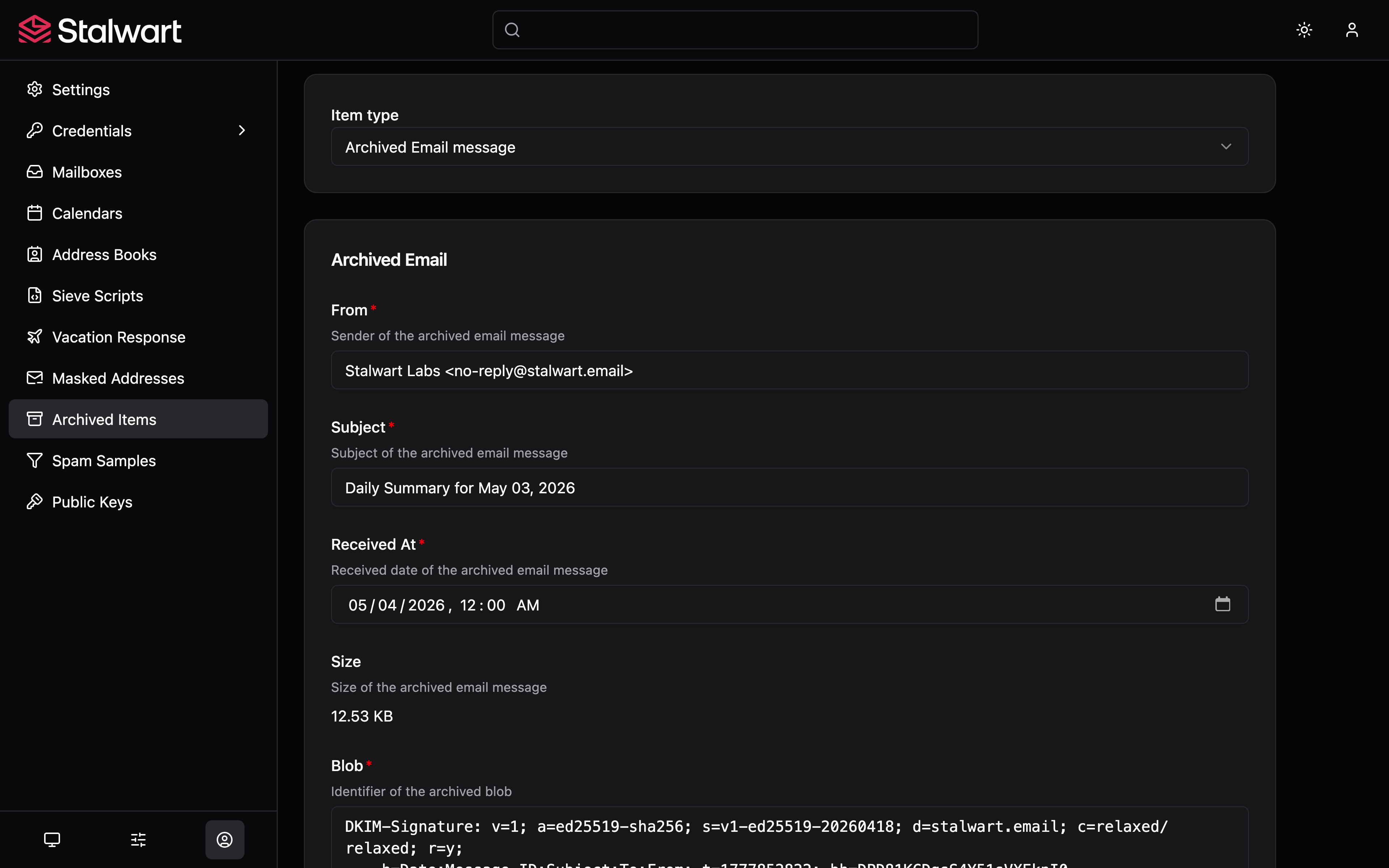 Stalwart undelete interface